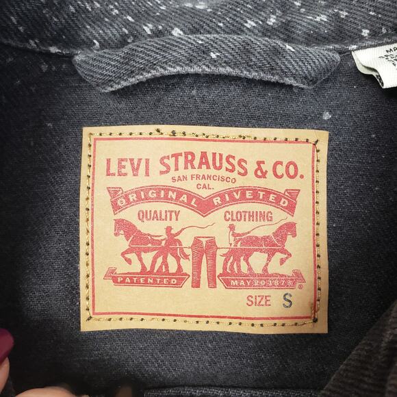 Levi Size S Denim Trucker Jacket Stonewash Gray Speckle Grunge Punk Rocker - Picture 3 of 10
